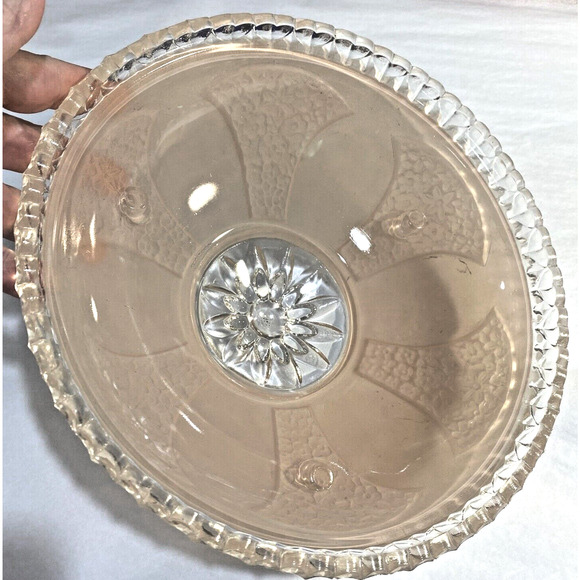 Vintage Glass Lightshade Thick Textured Pink & Clear 3-hole Hanging Shade Decor - Picture 5 of 8